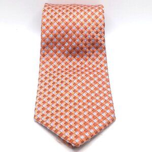 Michael Kors Men's Tie Orange Blue Checkered 100% Silk Tie 59" Length